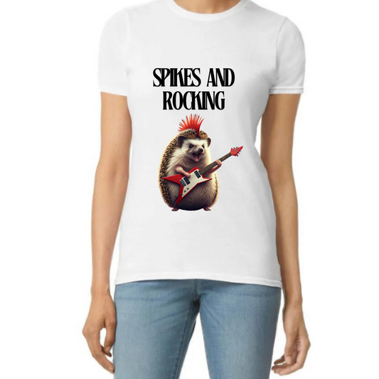 Spikes and Rocking Hedgehog T-Shirt - Funny Music Lover Tee for women - Vibrancy GG