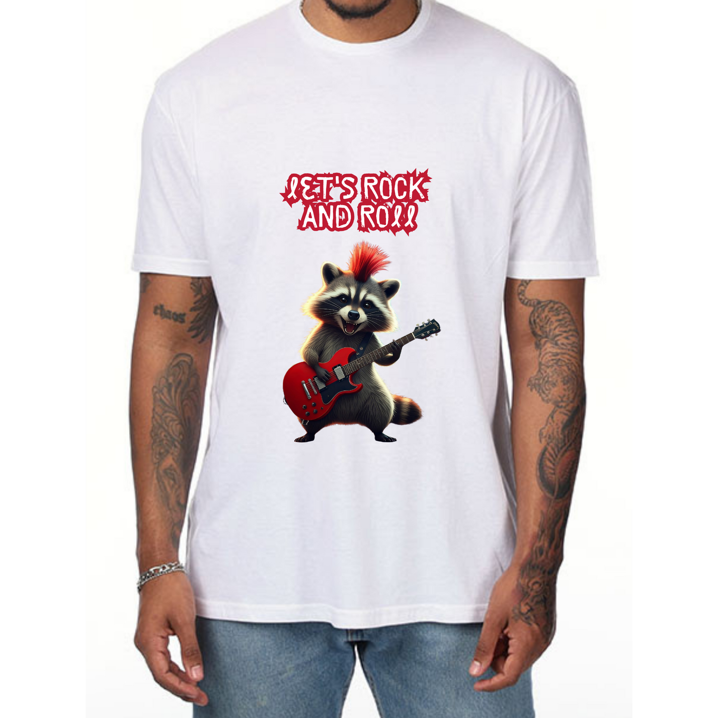 Let's Rock and Roll Raccoon T-Shirt - Music Lover Tee for Men - Vibrancy GG