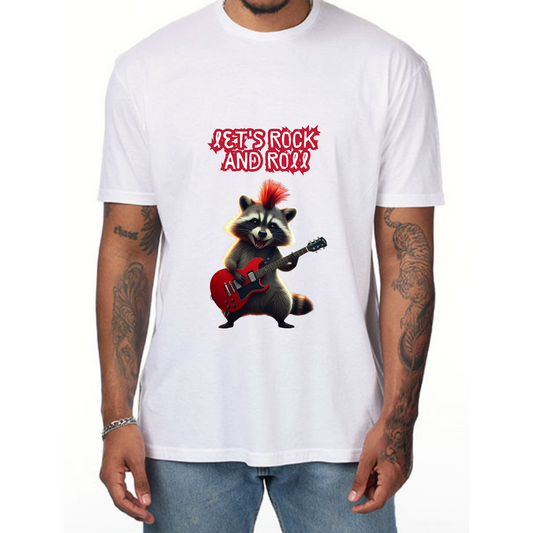 Let's Rock and Roll Raccoon T-Shirt - Music Lover Tee for Men - Vibrancy GG