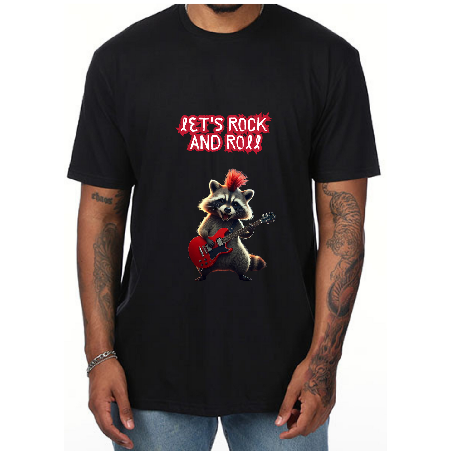 Let's Rock and Roll Raccoon T-Shirt - Music Lover Tee for Men - Vibrancy GG