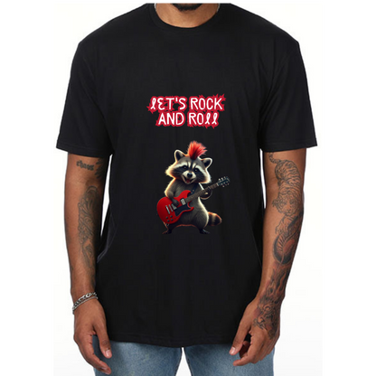 Let's Rock and Roll Raccoon T-Shirt - Music Lover Tee for Men - Vibrancy GG