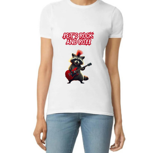 Let's Rock and Roll Raccoon T-Shirt - Music Lover Tee for women - Vibrancy GG