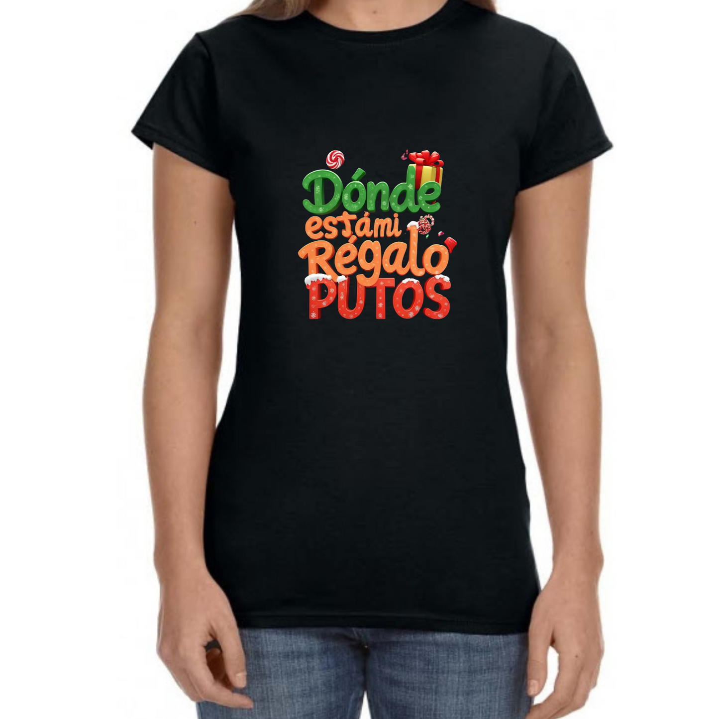 Funny Christmas T Shirt 'Donde esta mi regalo putos' Hispanic Mode for Women and Men - Vibrancy GG