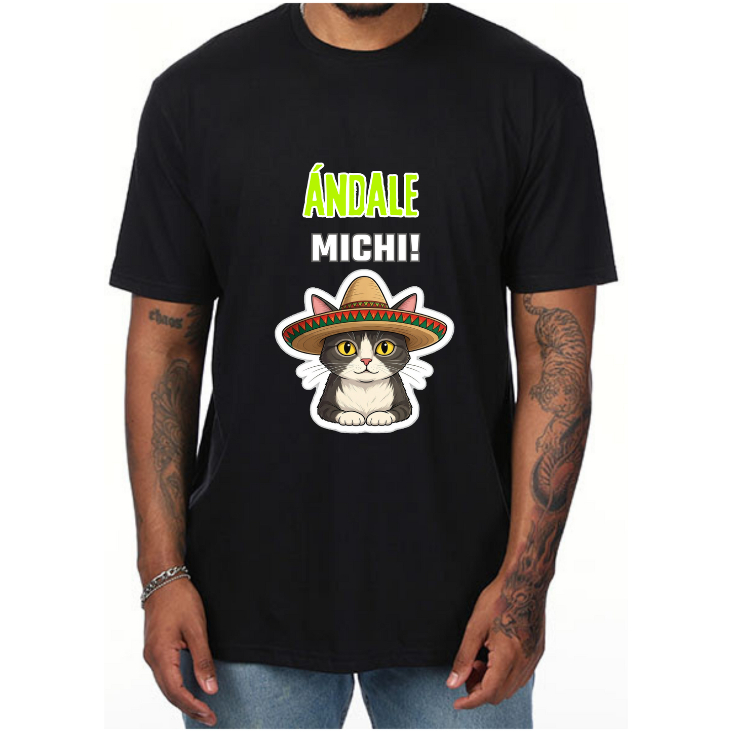 Mexican Cat Style T Shirt  Andale Michi for Men And Women  S - XL - Vibrancy GG