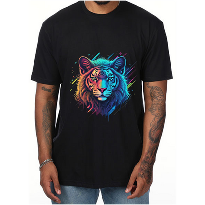 Neon Lion  T-Shirt – Bold Animal Graphic Tee for Men- Vibrancy GG