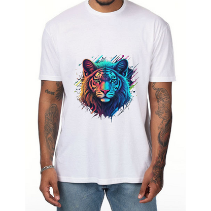 Neon Lion  T-Shirt – Bold Animal Graphic Tee for Men- Vibrancy GG