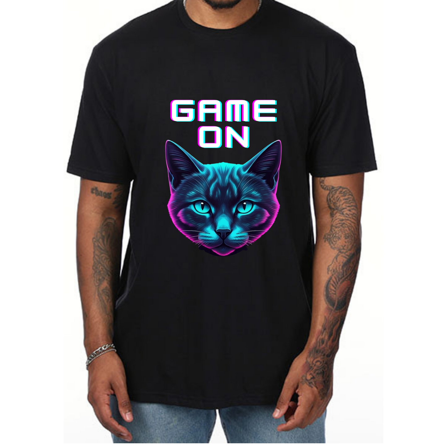 Game On Cat T-Shirt - Gamer Cat Lover Tee for Men - Vibrancy GG