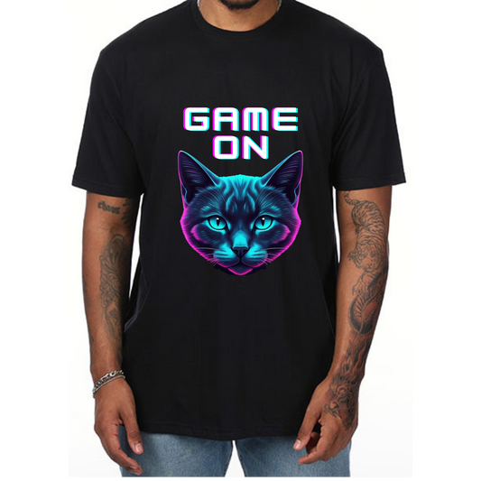 Game On Cat T-Shirt - Gamer Cat Lover Tee for Men - Vibrancy GG