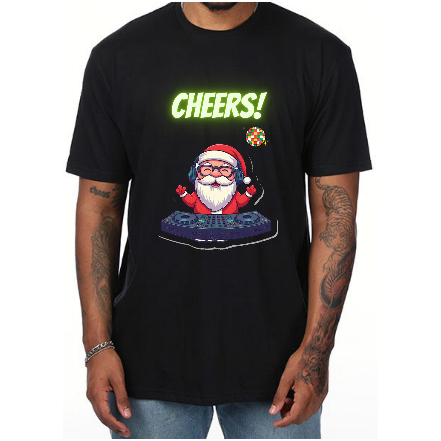 T Shirt Cheers Santa Christmas Funny for Men and Women S - XL