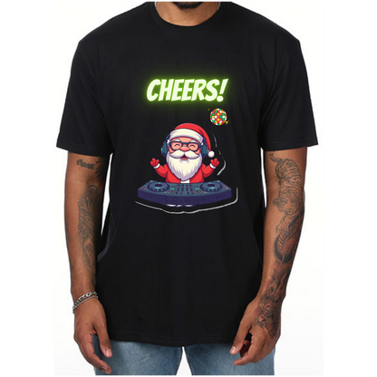 T Shirt Cheers Santa Christmas Funny for Men and Women S - XL