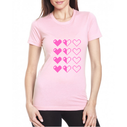 Pixel Heart Lives T-Shirt - Fun Retro Love Design