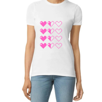 Pixel Heart Lives T-Shirt - Fun Retro Love Design