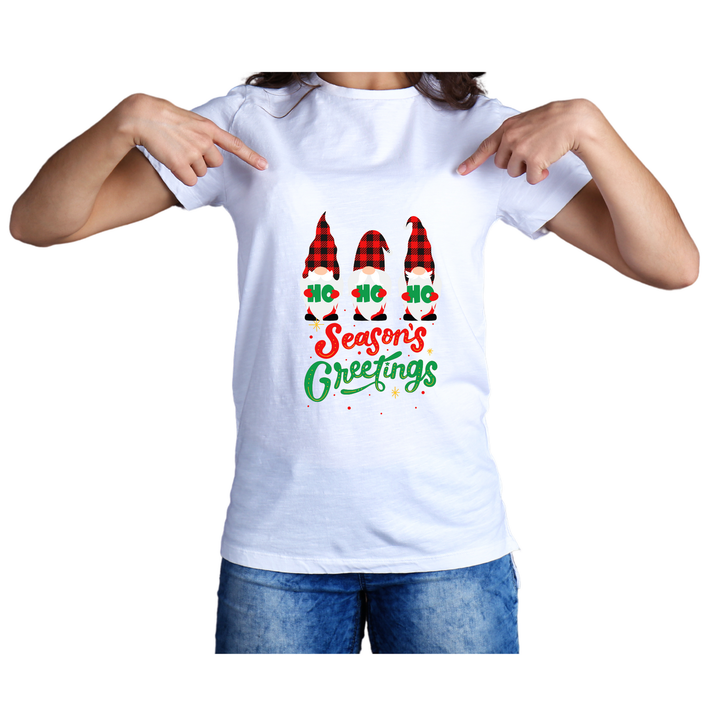 Christmas Gnome T Shirt for Women Season’s Greetings: Holiday Cheer in Style - Sizes S - XL - VibrancyGG