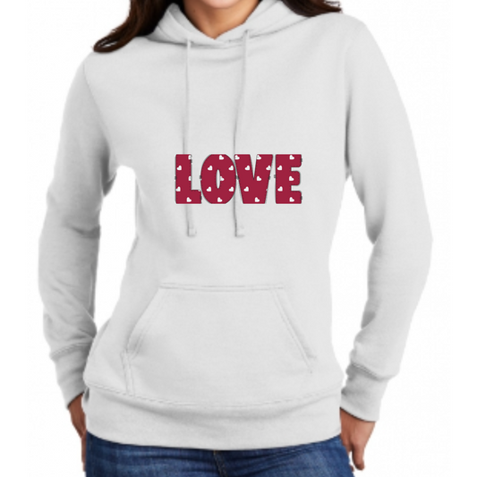 Cozy White Hoodie - "LOVE" Heart Design