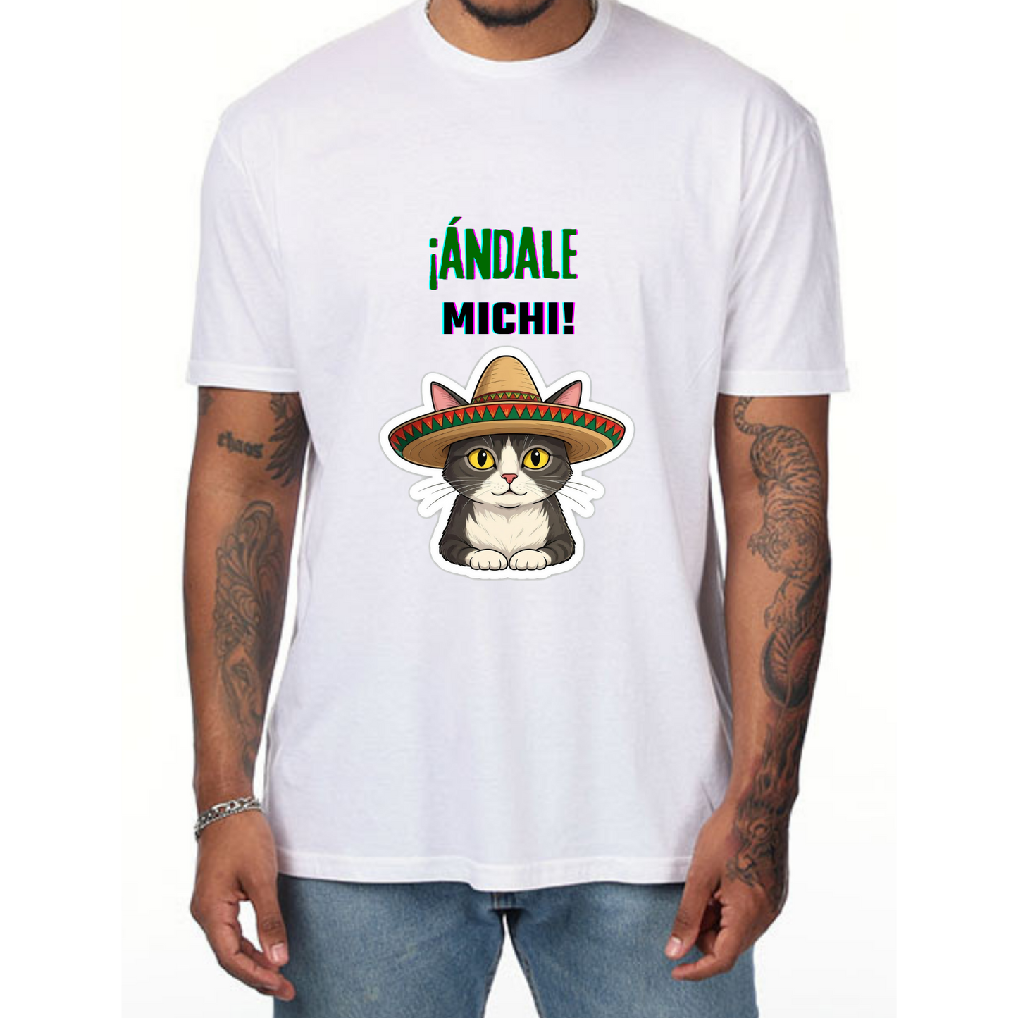 Mexican Cat Style T Shirt  Andale Michi for Men And Women  S - XL - Vibrancy GG