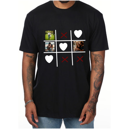 Customizable Tic-Tac-Toe Love T-Shirt - Add Your Photos